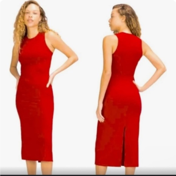 lululemon athletica Dresses & Skirts - Lululemon Red All Aligned Sleeveless Midi Dress size 8